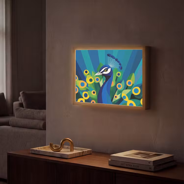 Pauw - Cirkels - Blauw Light Box met batterij (Wandlamp) middel -sfeer1