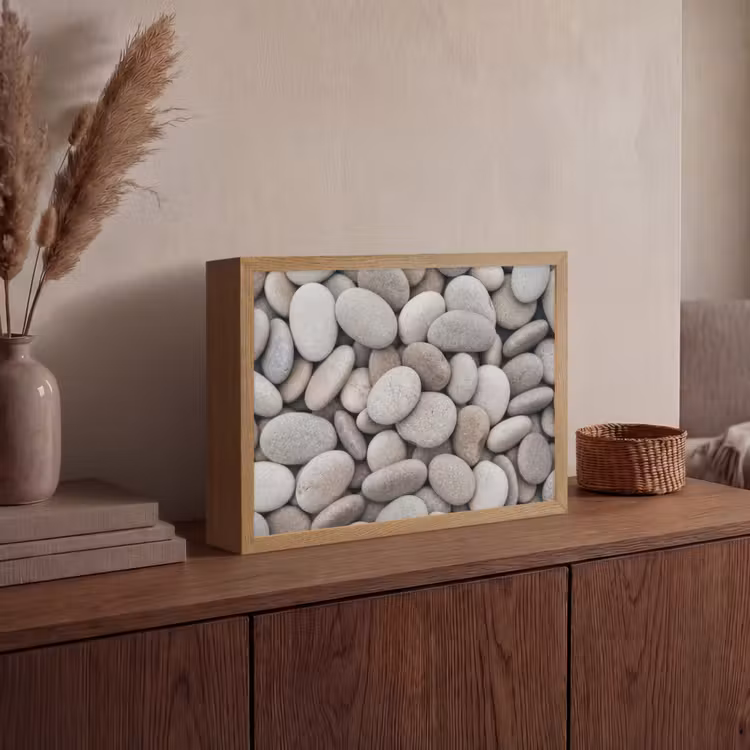 Kiezels - Stenen - Grijs Light Box met batterij (Wandlamp) middel -sfeer2