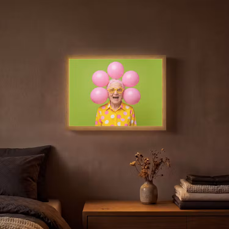 Mens - Ballonnen - Feest - Kleurrijk - Roze Light Box met batterij (Wandlamp) middel -sfeer4