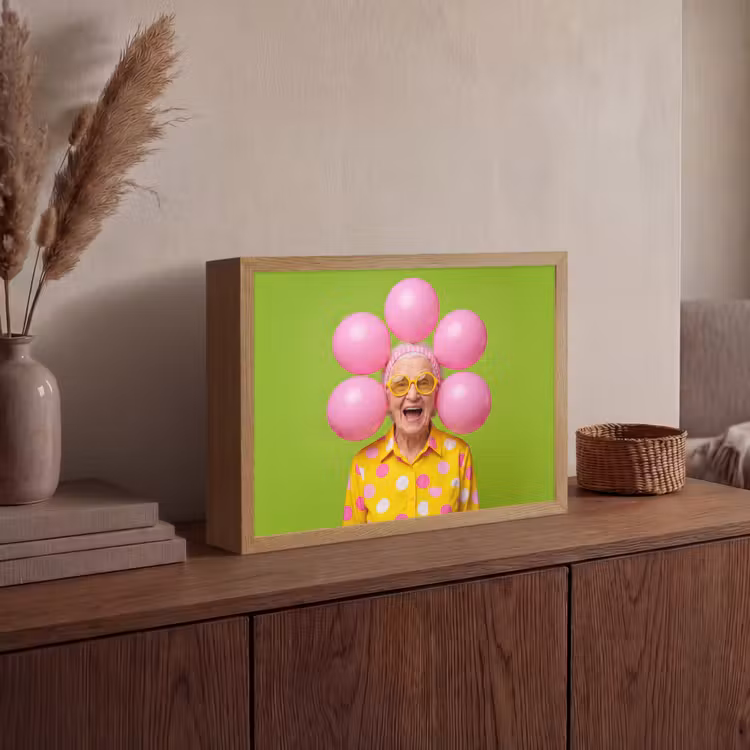 Mens - Ballonnen - Feest - Kleurrijk - Roze Light Box met batterij (Wandlamp) middel -sfeer2