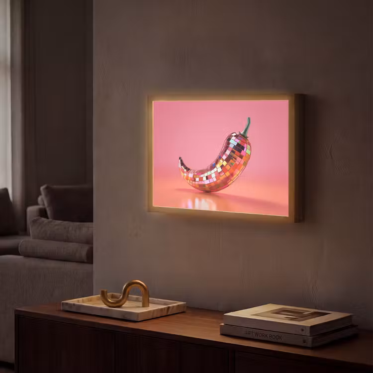 Peper - Disco - Rood - Glitter Light Box met batterij (Wandlamp) middel -sfeer1