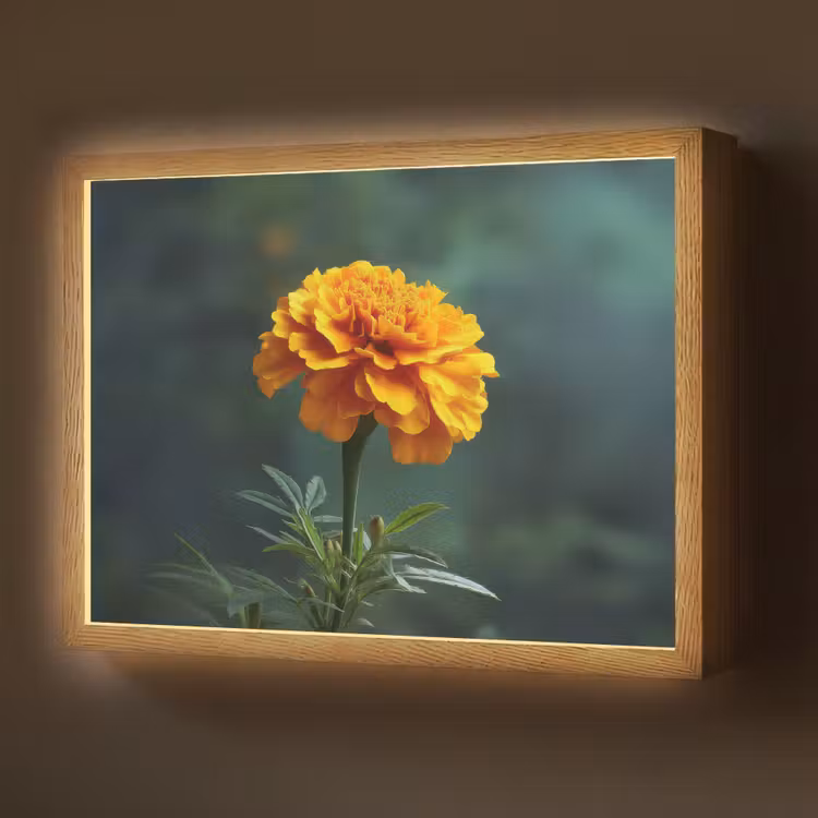 Bloemblaadjes - Afrikaan - Oranje - Wazig Light Box met batterij (Wandlamp) middel -z3d_website