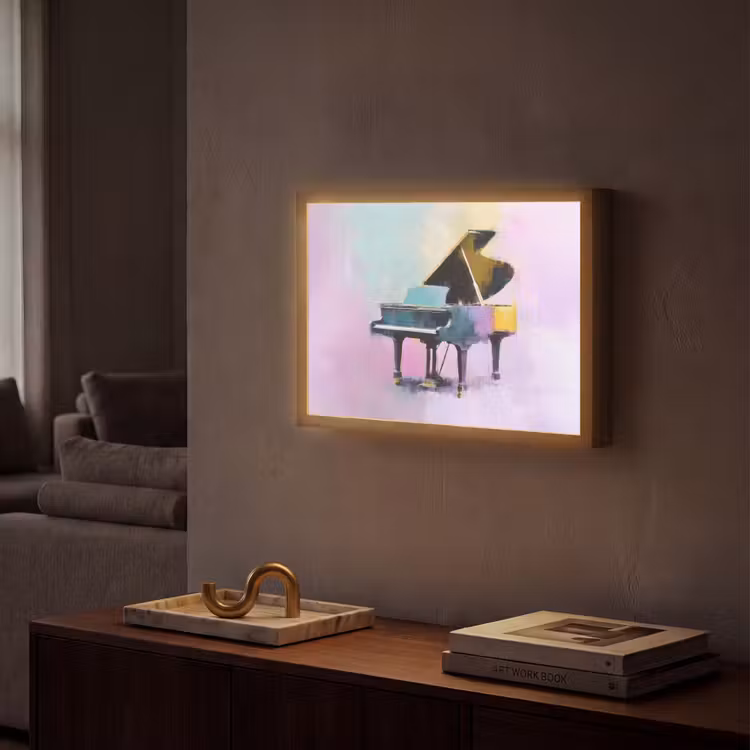 Piano - Pastel - Elegant - Dromerig Light Box met batterij (Wandlamp) middel -sfeer1
