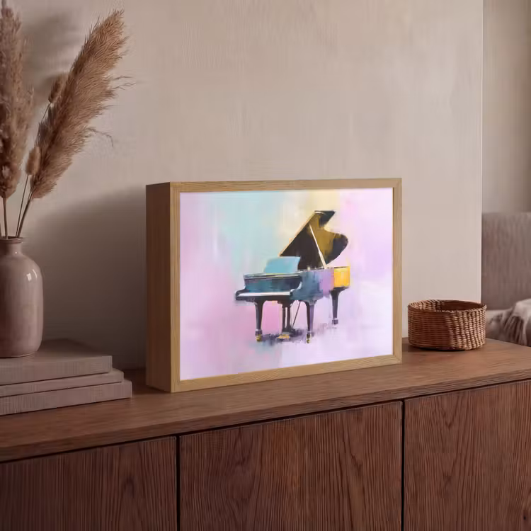 Piano - Pastel - Elegant - Dromerig Light Box met batterij (Wandlamp) middel -sfeer2