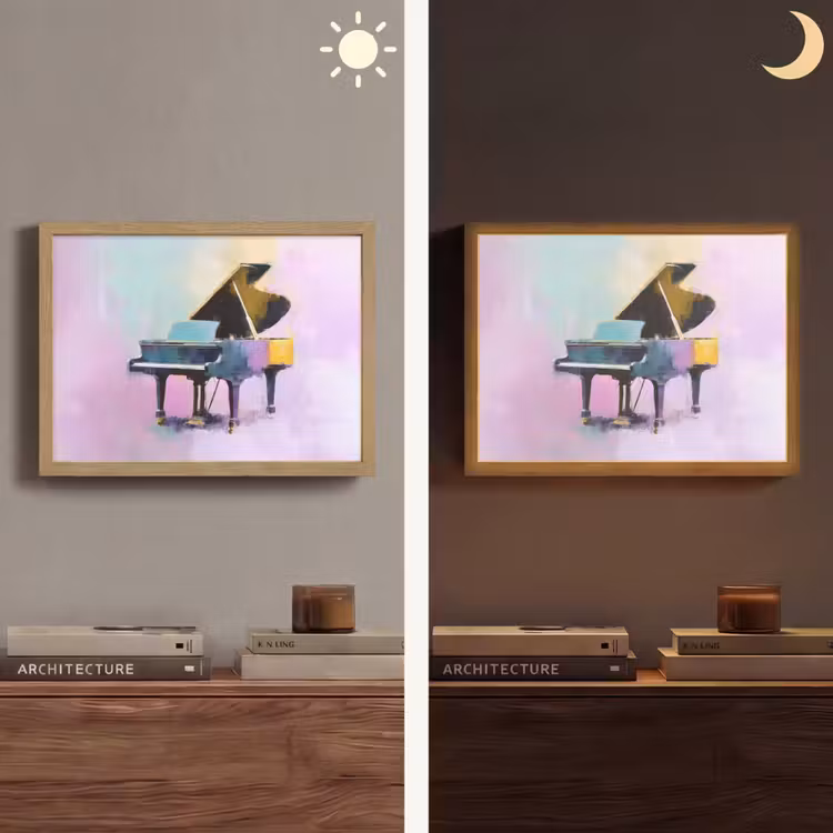Piano - Pastel - Elegant - Dromerig Light Box met batterij (Wandlamp) middel -sfeer3