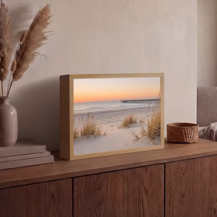 Pier - Zonsondergang - Strand Light Box met batterij (Wandlamp) middel -sfeer2