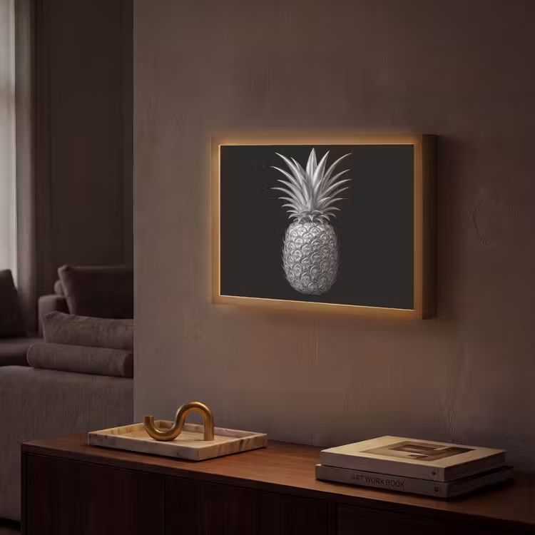 Ananas - Gedetailleerd - Bladeren Light Box met batterij (Wandlamp) middel -sfeer1