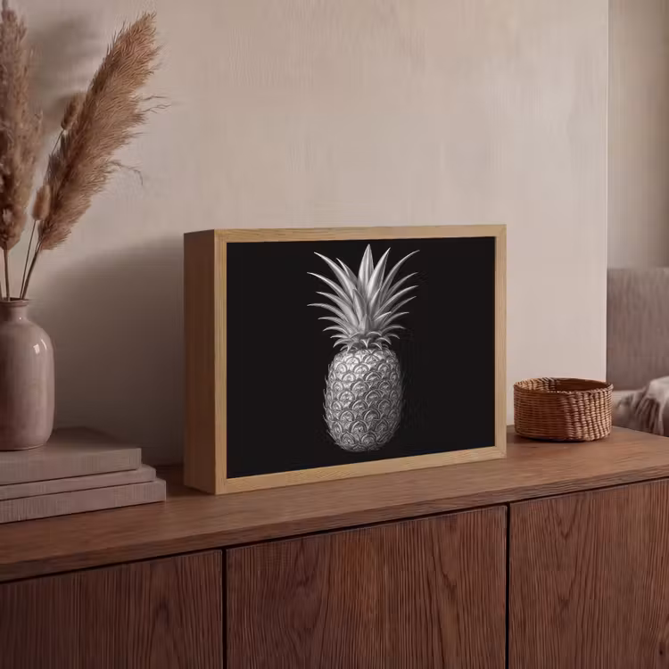 Ananas - Gedetailleerd - Bladeren Light Box met batterij (Wandlamp) middel -sfeer2