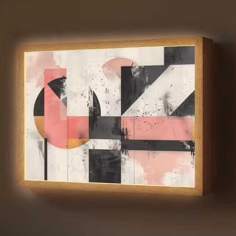 Roze - Abstract - Aesthetic - Modern - Vormen Light Box met batterij (Wandlamp) middel -z3d_website