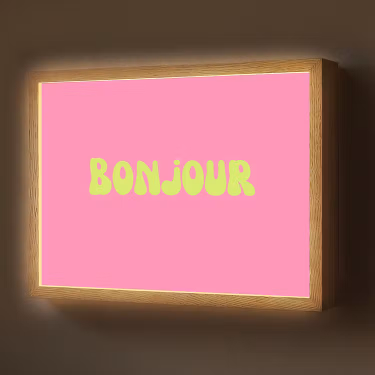 Roze - Groene bonjour - Organisch Light Box met batterij (Wandlamp) middel -z3d_website