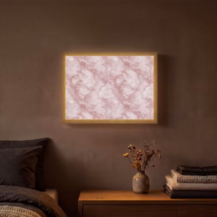 Roze - Kwartsmarmer - Aders Light Box met batterij (Wandlamp) middel 907 -sfeer4