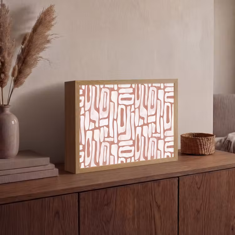 Roze - Wit - Organisch Light Box met batterij (Wandlamp) middel 907 -sfeer2