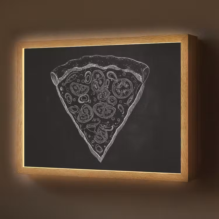 Pizzapunt - Toppings - Krijttekening Light Box met batterij (Wandlamp) middel -z3d_website