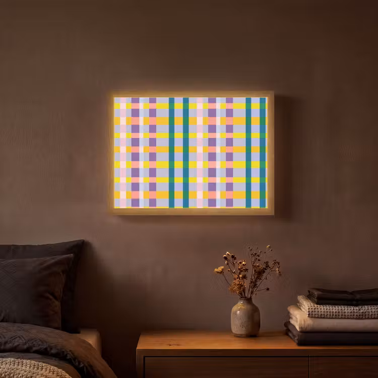 Ruit - Patroon - Kleurrijk Light Box met batterij (Wandlamp) middel 907 -sfeer4