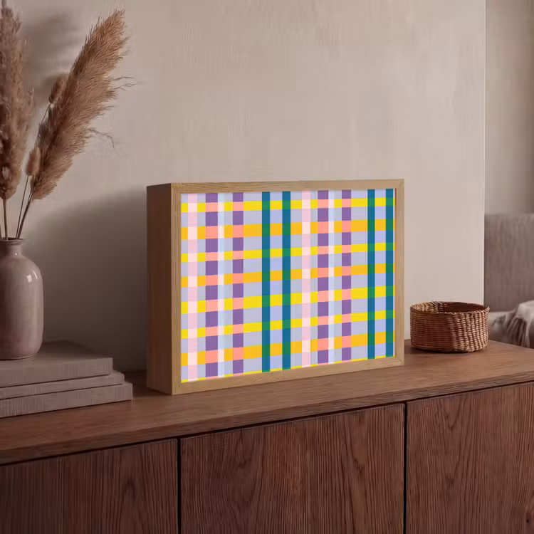 Ruit - Patroon - Kleurrijk Light Box met batterij (Wandlamp) middel 907 -sfeer2