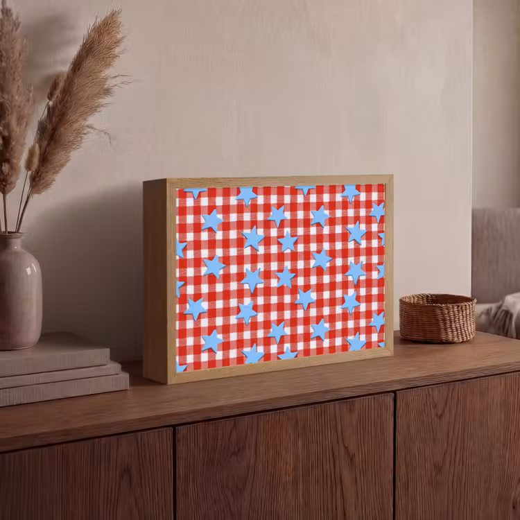 Ruit - Sterren - Rood Light Box met batterij (Wandlamp) middel 907 -sfeer2