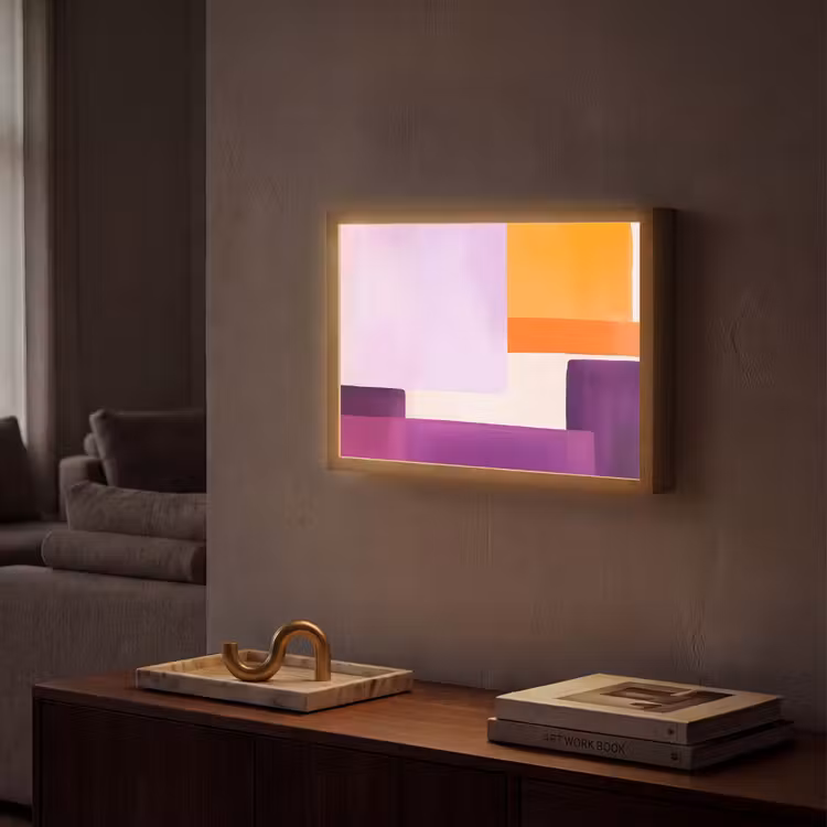 Vlakken - Abstract - Rechthoekig - Oranje Light Box met batterij (Wandlamp) middel -sfeer1