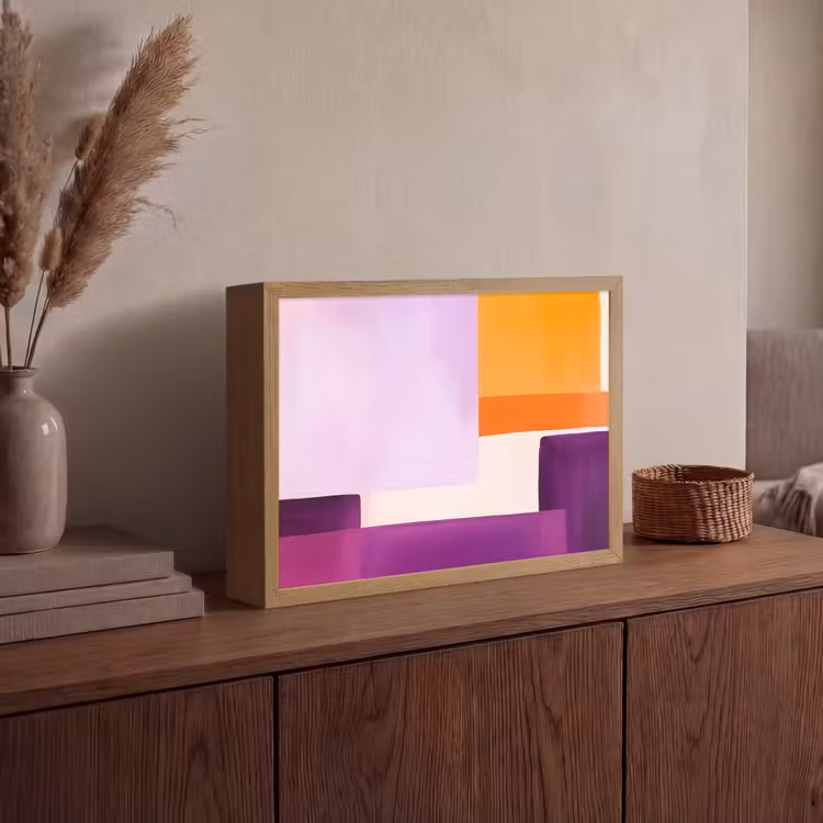 Vlakken - Abstract - Rechthoekig - Oranje Light Box met batterij (Wandlamp) middel -sfeer2