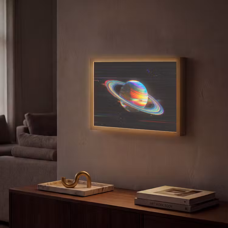Planeet - Cirkel - Kleurrijk Light Box met batterij (Wandlamp) middel -sfeer1
