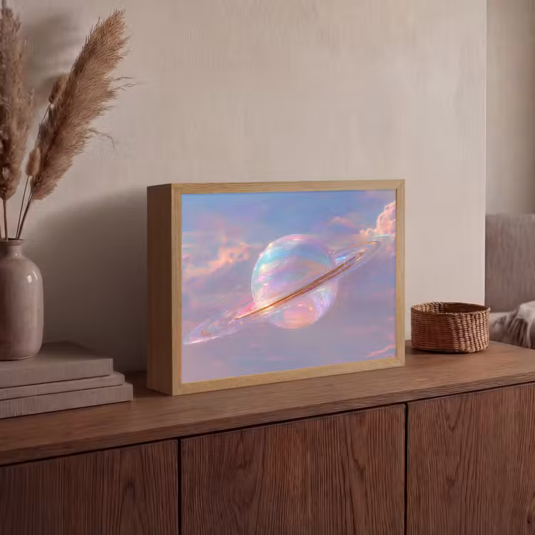 Planeet - Lucht - Wolken - Pasteltinten Light Box met batterij (Wandlamp) middel -sfeer2