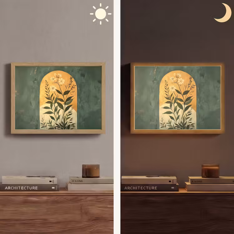 Plant - Bloemen - Wit Light Box met batterij (Wandlamp) middel -sfeer3