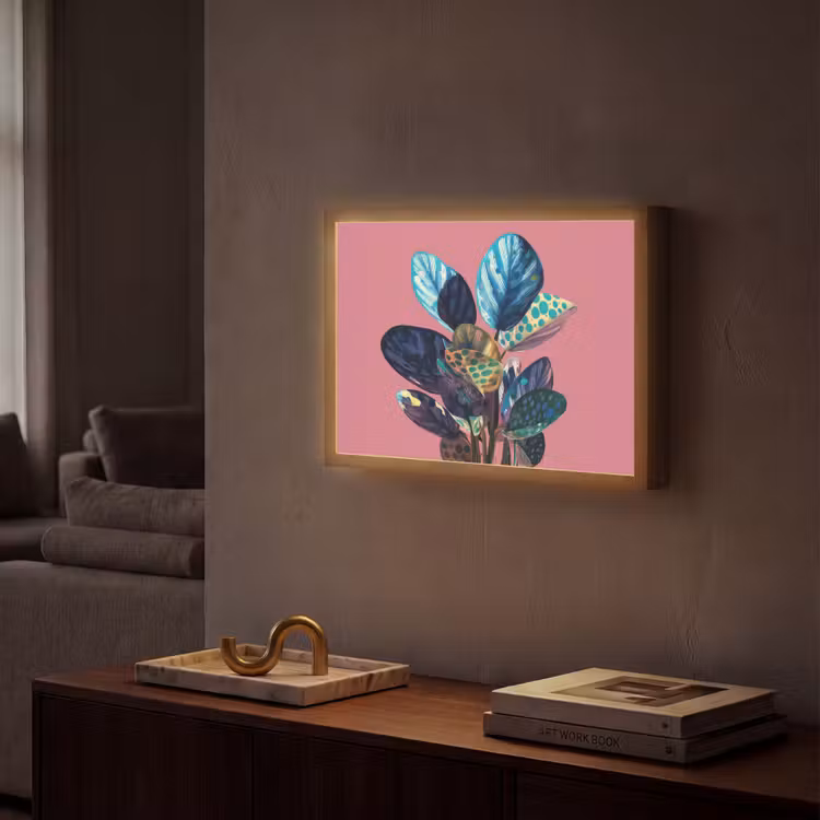 Plant - Bladeren - Stippen - Abstract Light Box met batterij (Wandlamp) middel -sfeer1