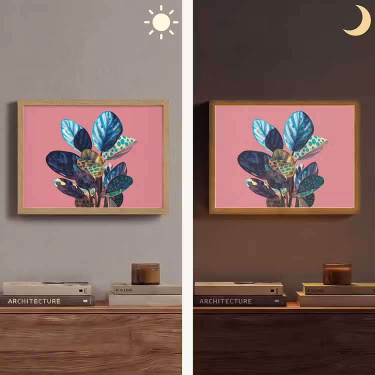 Plant - Bladeren - Stippen - Abstract Light Box met batterij (Wandlamp) middel -sfeer3