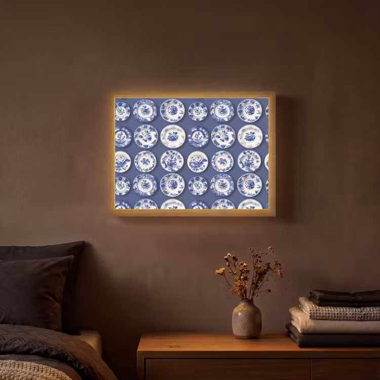 Borden - Floraal - Blauw Light Box met batterij (Wandlamp) middel 907 -sfeer4
