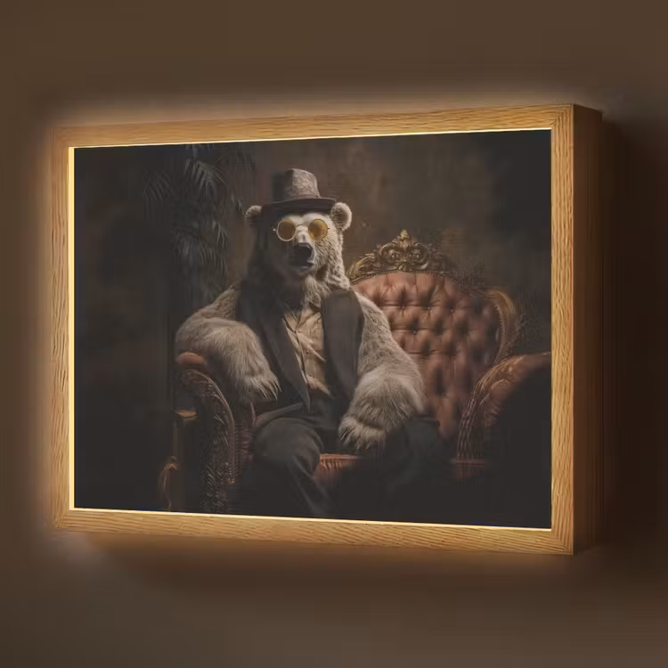 Ijsbeer - Hoed - Bril - Stoel Light Box met batterij (Wandlamp) middel -z3d_website