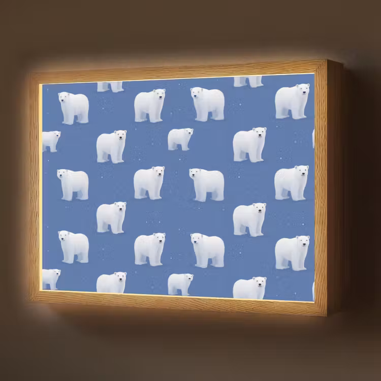 IJsbeer - Patroon - Blauw Light Box met batterij (Wandlamp) middel 907 -z3d_website