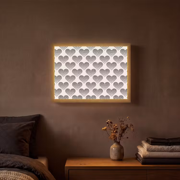 Polka - Stippen - Wit - Zwart Light Box met batterij (Wandlamp) middel 907 -sfeer4