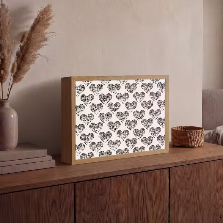 Polka - Stippen - Wit - Zwart Light Box met batterij (Wandlamp) middel 907 -sfeer2