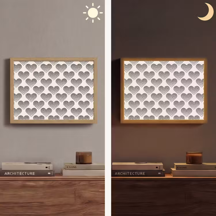 Polka - Stippen - Wit - Zwart Light Box met batterij (Wandlamp) middel 907 -sfeer3