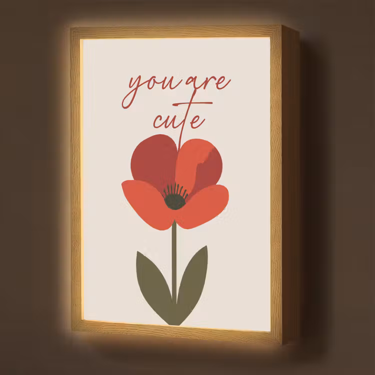 Klaproos - Bloem - Rood - Valentijn Light Box met batterij (Wandlamp) middel -z3d_website