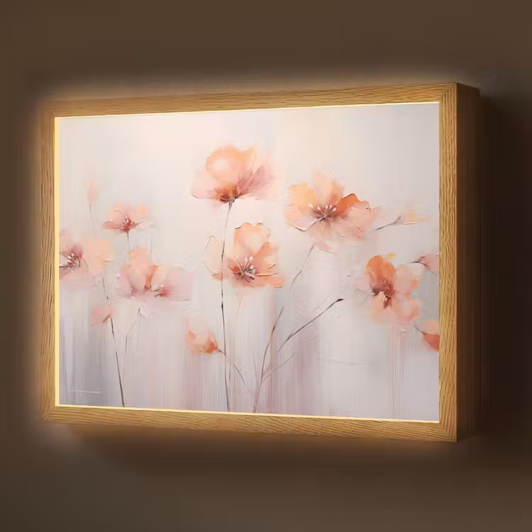 Klaproos - Bloemen - Kunst - Abstract - Watercolor Light Box met batterij (Wandlamp) middel -z3d_website