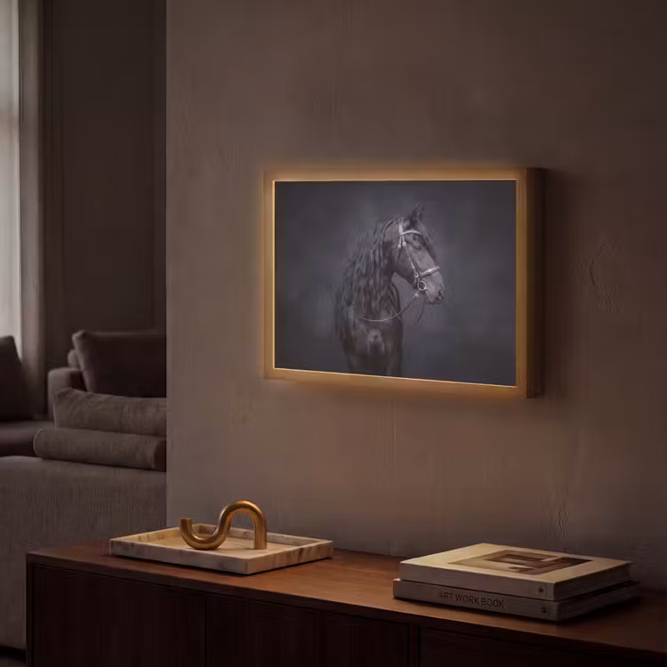 Portret - Paard - Donker Light Box met batterij (Wandlamp) middel -sfeer1