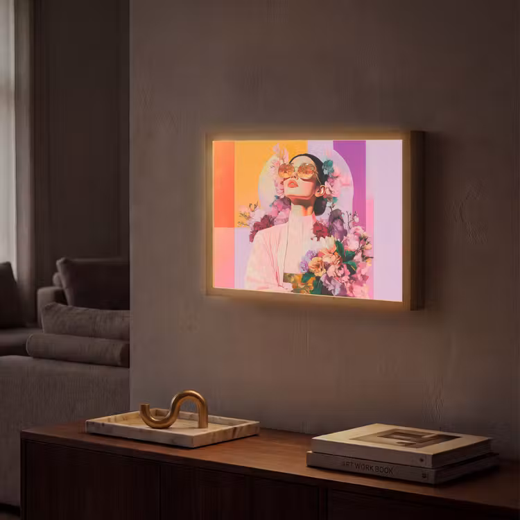 Portret - Vrouw - Abstract - Bloemen Light Box met batterij (Wandlamp) middel -sfeer1
