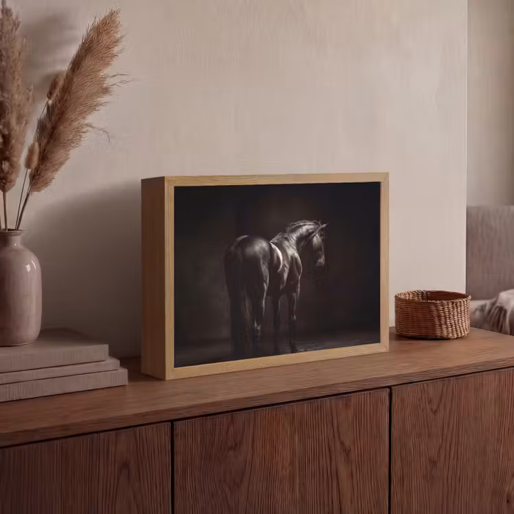 Krachtig - Paard - Donker Light Box met batterij (Wandlamp) middel -sfeer2