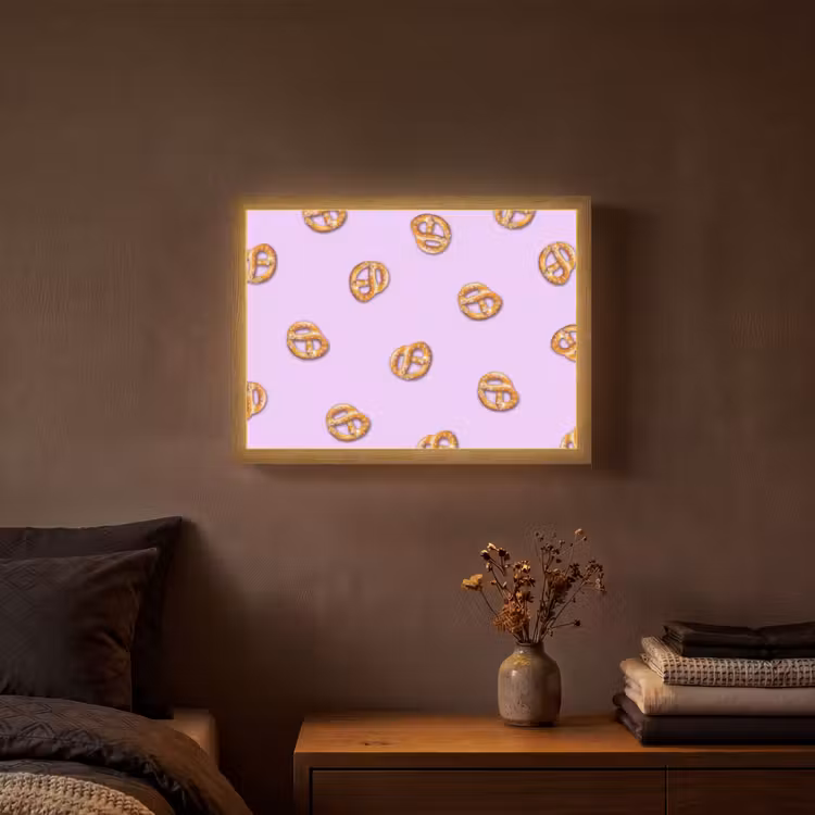 Pretzels - Eten - Paars Light Box met batterij (Wandlamp) middel -sfeer4