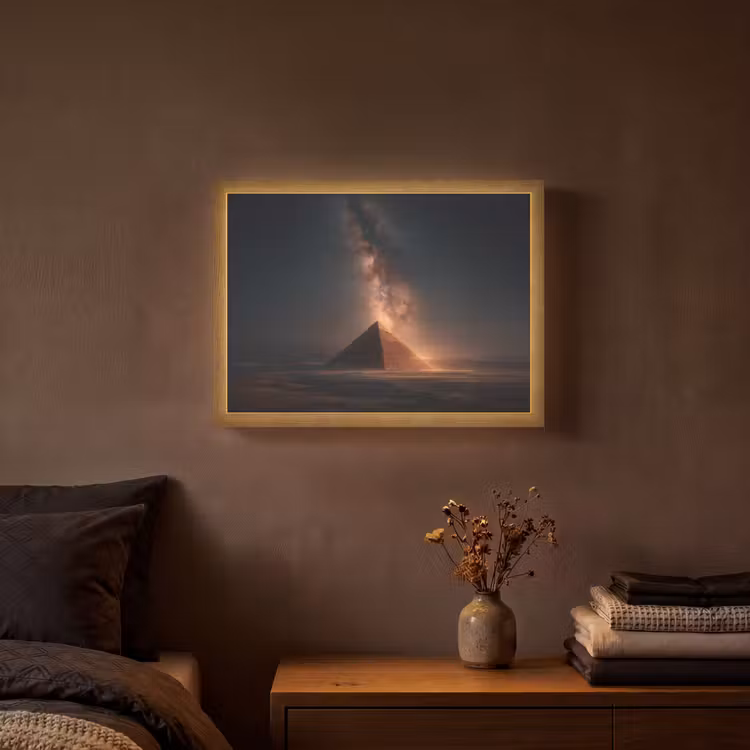 Piramide - Woestijn - Licht Light Box met batterij (Wandlamp) middel -sfeer4