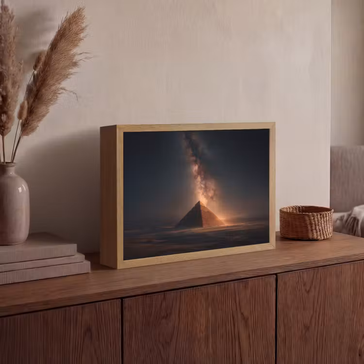 Piramide - Woestijn - Licht Light Box met batterij (Wandlamp) middel -sfeer2