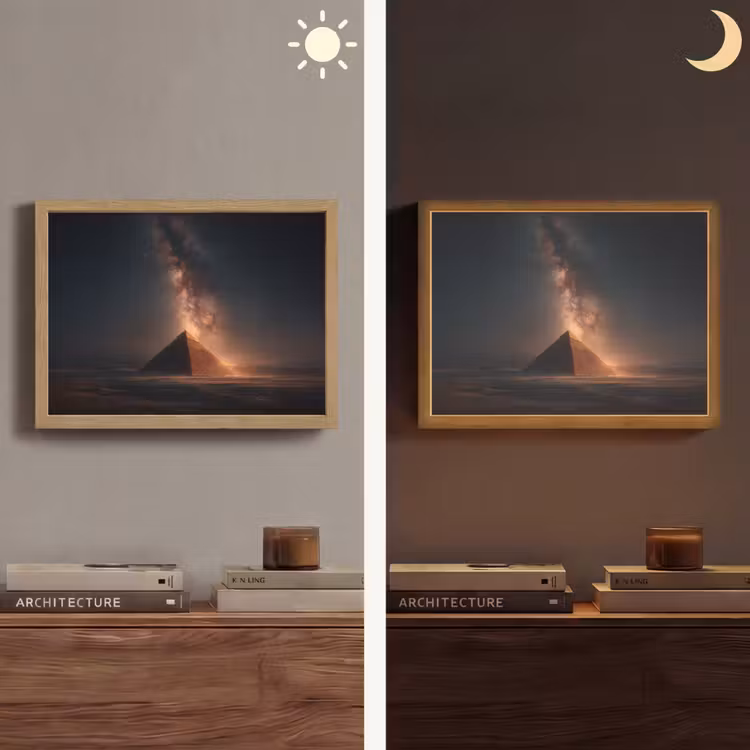 Piramide - Woestijn - Licht Light Box met batterij (Wandlamp) middel -sfeer3
