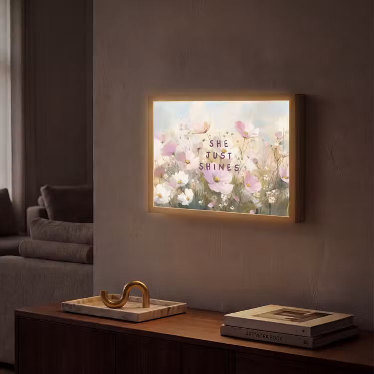 Quote - Bloemen - Schilderachtig Light Box met batterij (Wandlamp) middel -sfeer1