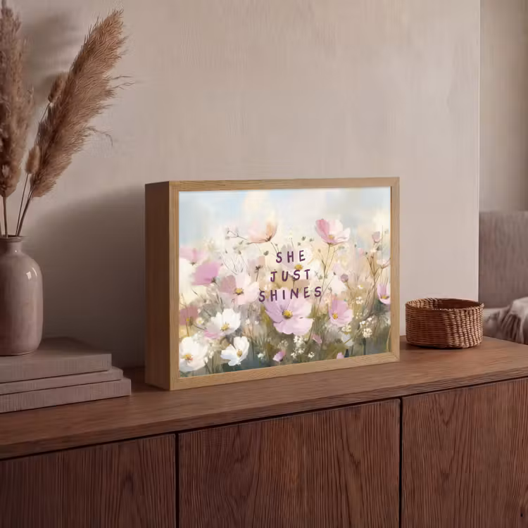 Quote - Bloemen - Schilderachtig Light Box met batterij (Wandlamp) middel -sfeer2