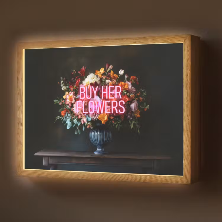Quote - Bloemen - Vaas - Neon Light Box met batterij (Wandlamp) middel -z3d_website