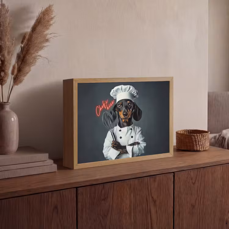 Quote - Neon - Hond - Kokskleding Light Box met batterij (Wandlamp) middel -sfeer2