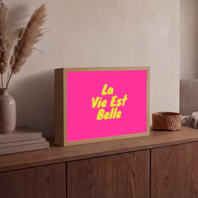 Quote - Retro - Roze Light Box met batterij (Wandlamp) middel -sfeer2