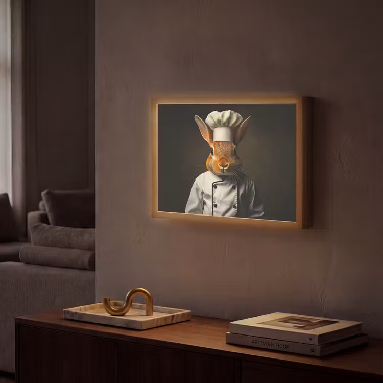 Konijn - Kok - Dier Light Box met batterij (Wandlamp) middel -sfeer1