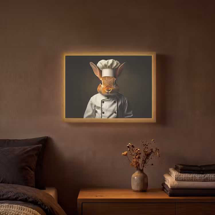 Konijn - Kok - Dier Light Box met batterij (Wandlamp) middel -sfeer4