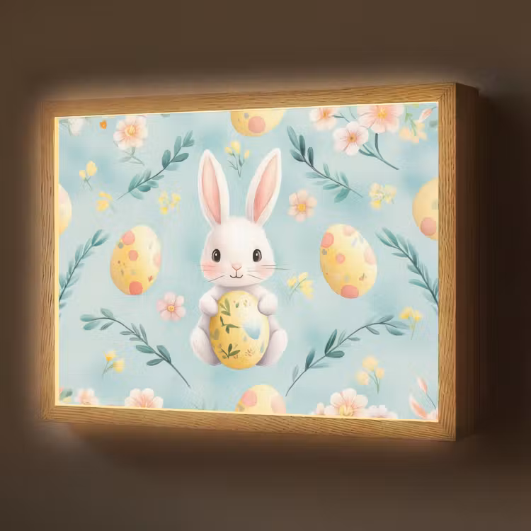 Konijn - Eieren - Takjes Light Box met batterij (Wandlamp) middel -z3d_website